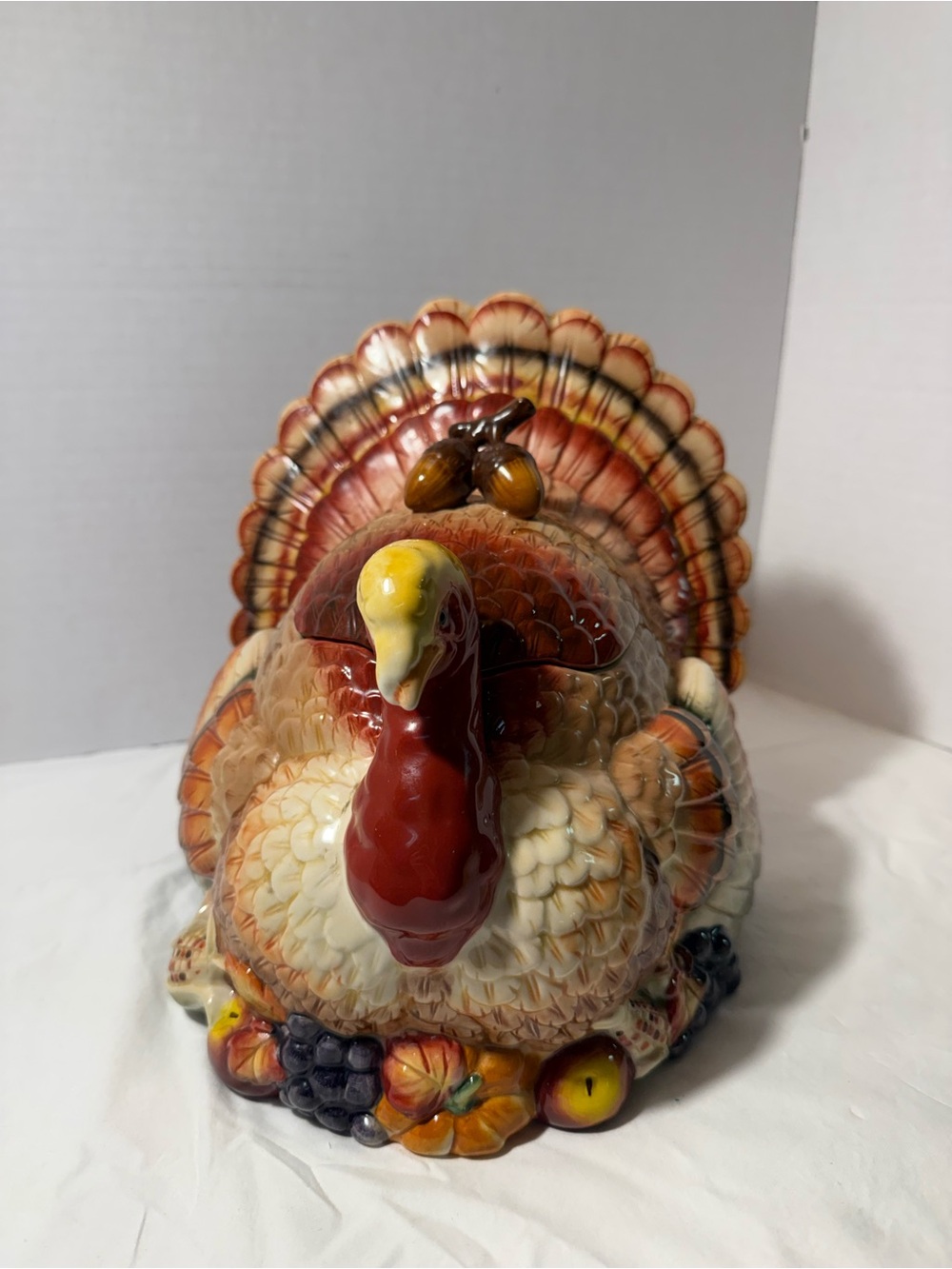 Home Interiors Ceramic Turkey Cookie Jar With Lid 24oz Thanksgiving Decor Used